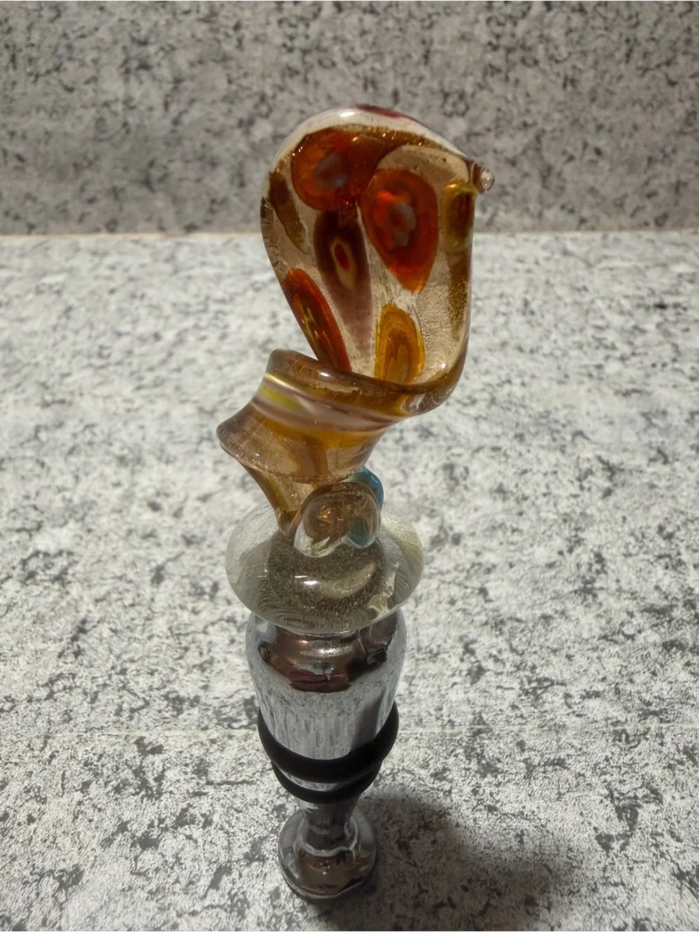 Vintage Murano Style Glass Wine Bottle Stopper/ Gift Box | Millefiori Art Glass